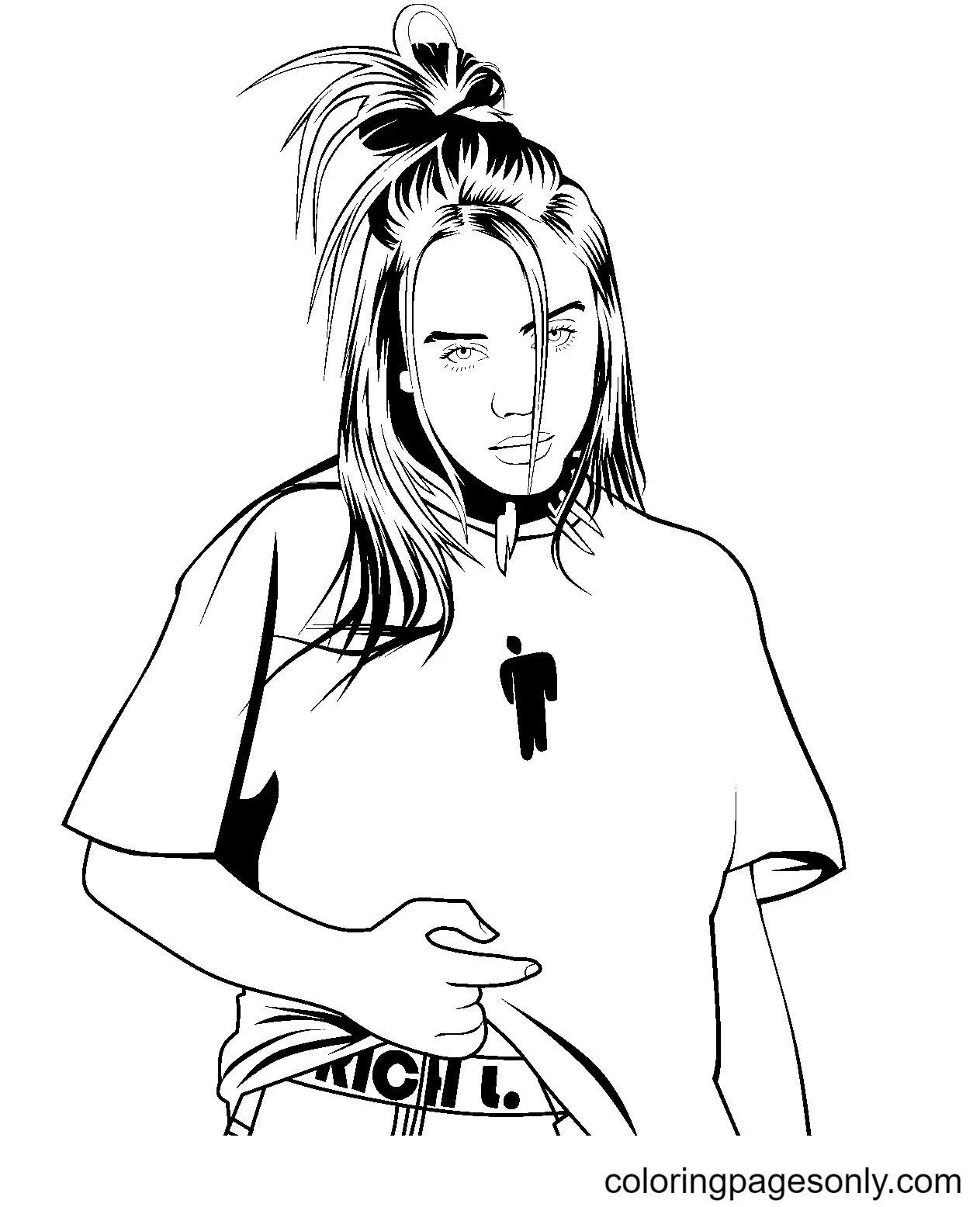 Çocuklar İçin  Ünlüler Billie-Eilish Boyama Sayfaları 