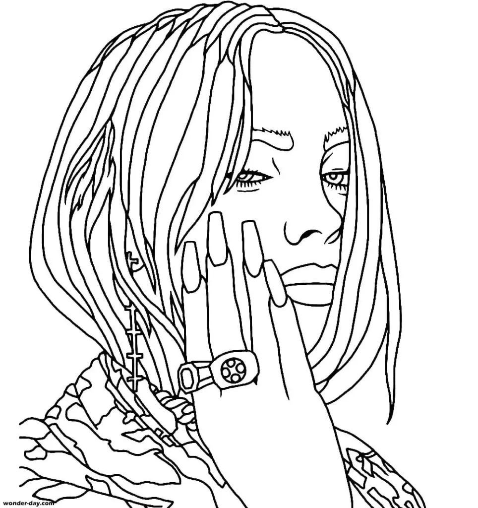 Çocuklar İçin  Ünlüler Billie-Eilish Boyama Sayfaları 