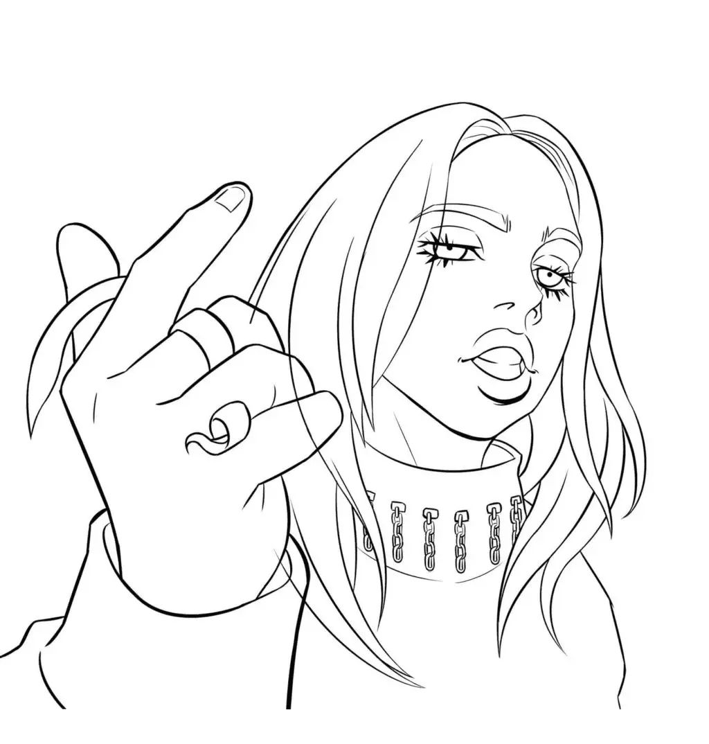 Çocuklar İçin  Ünlüler Billie-Eilish Boyama Sayfaları 
