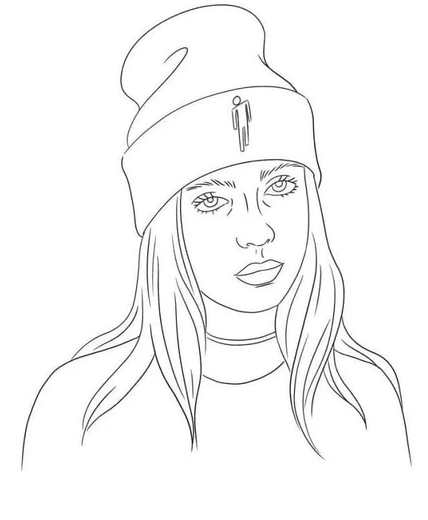 Çocuklar İçin  Ünlüler Billie-Eilish Boyama Sayfaları 