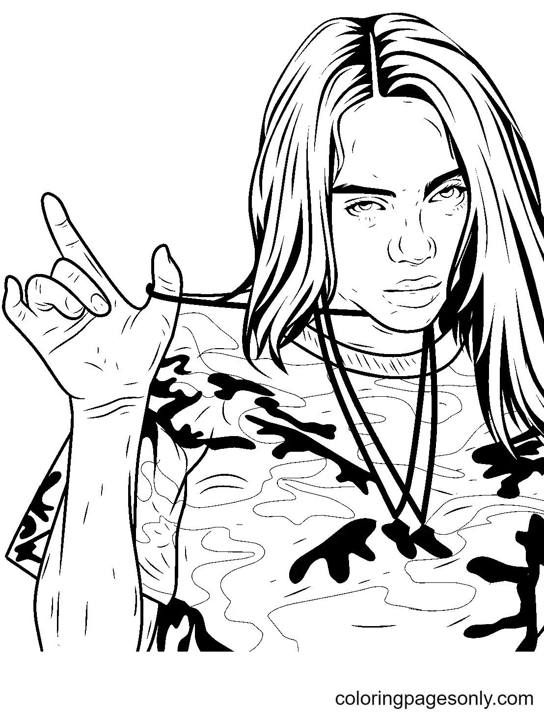 Çocuklar İçin  Ünlüler Billie-Eilish Boyama Sayfaları 