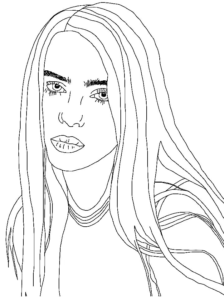 Çocuklar İçin  Ünlüler Billie-Eilish Boyama Sayfaları 
