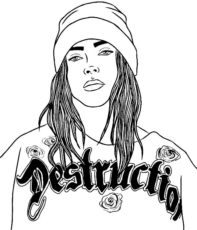 Çocuklar İçin  Ünlüler Billie-Eilish Boyama Sayfaları 