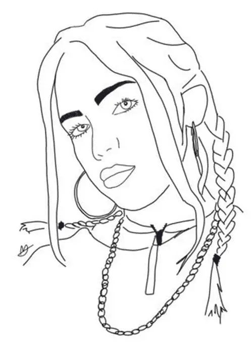 Çocuklar İçin  Ünlüler Billie-Eilish Boyama Sayfaları 