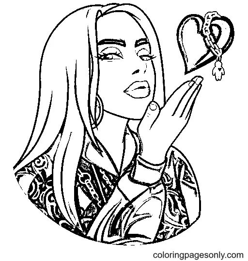 Çocuklar İçin  Ünlüler Billie-Eilish Boyama Sayfaları 