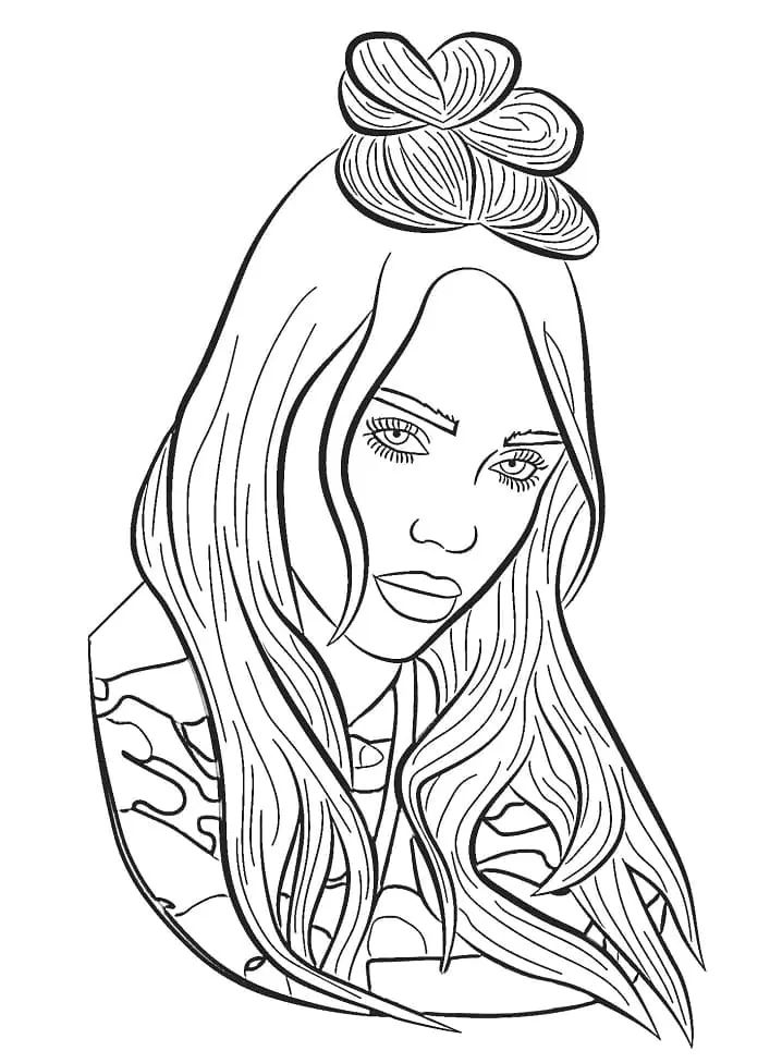 Çocuklar İçin  Ünlüler Billie-Eilish Boyama Sayfaları 