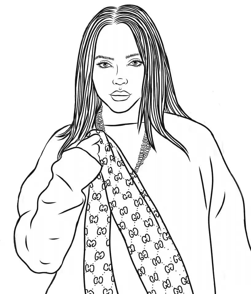 Çocuklar İçin  Ünlüler Billie-Eilish Boyama Sayfaları 