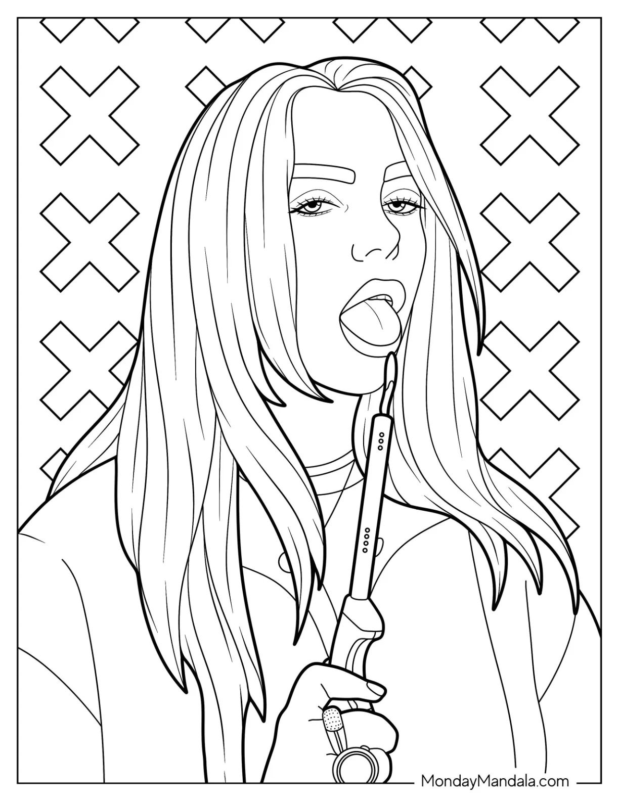Çocuklar İçin  Ünlüler Billie-Eilish Boyama Sayfaları 