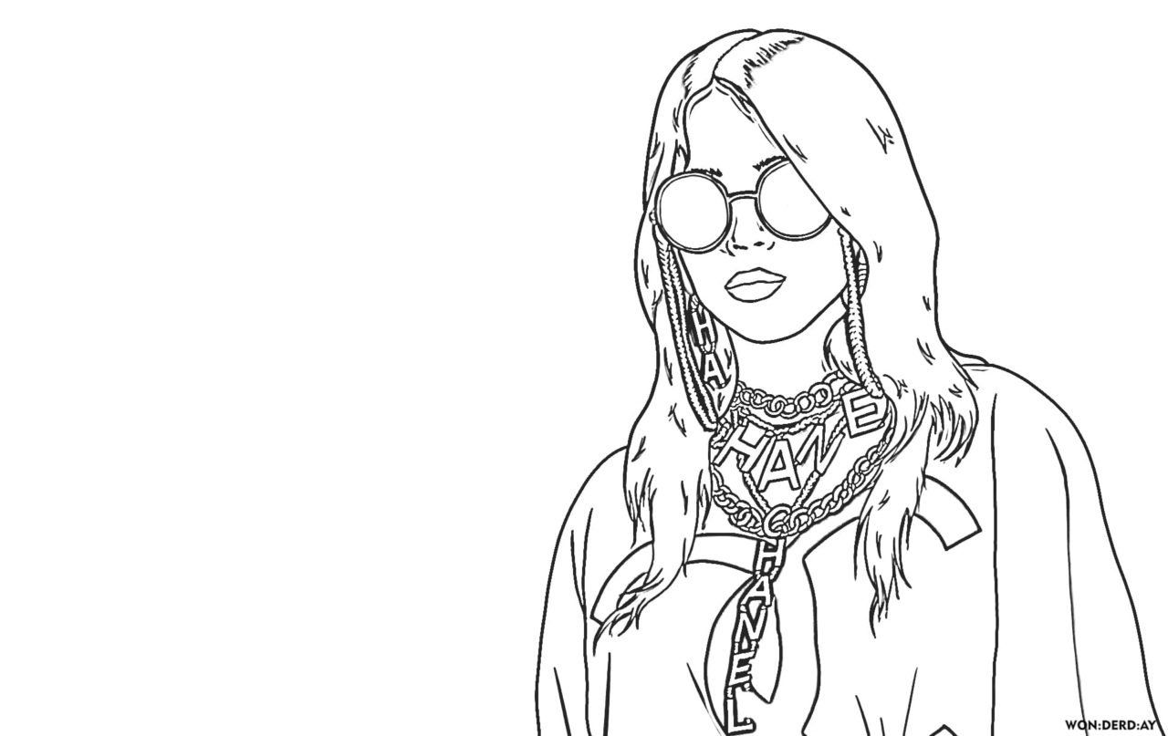 Çocuklar İçin  Ünlüler Billie-Eilish Boyama Sayfaları 
