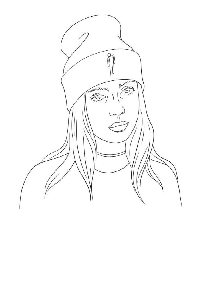Çocuklar İçin  Ünlüler Billie-Eilish Boyama Sayfaları 