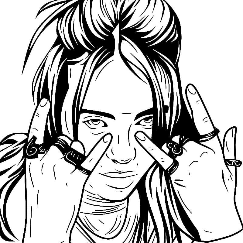 Çocuklar İçin  Ünlüler Billie-Eilish Boyama Sayfaları 