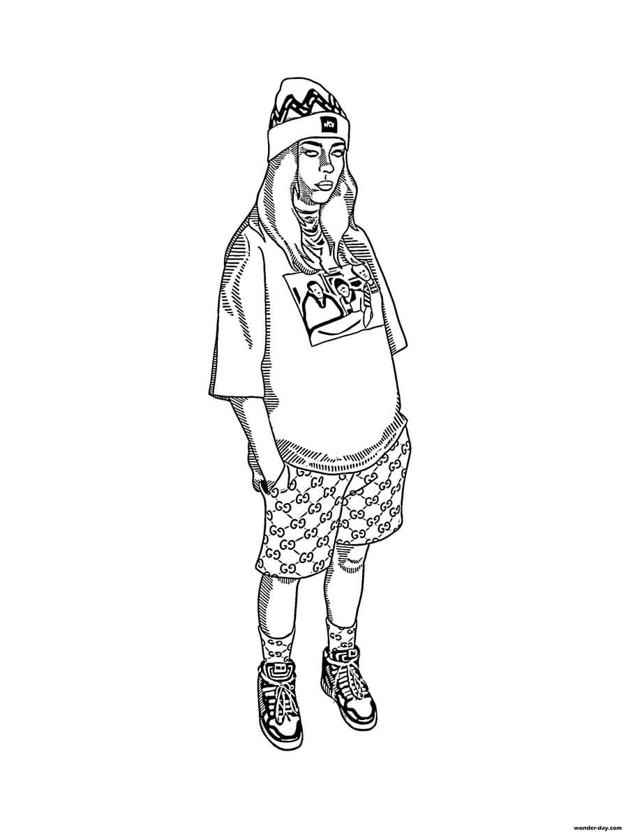Çocuklar İçin  Ünlüler Billie-Eilish Boyama Sayfaları 