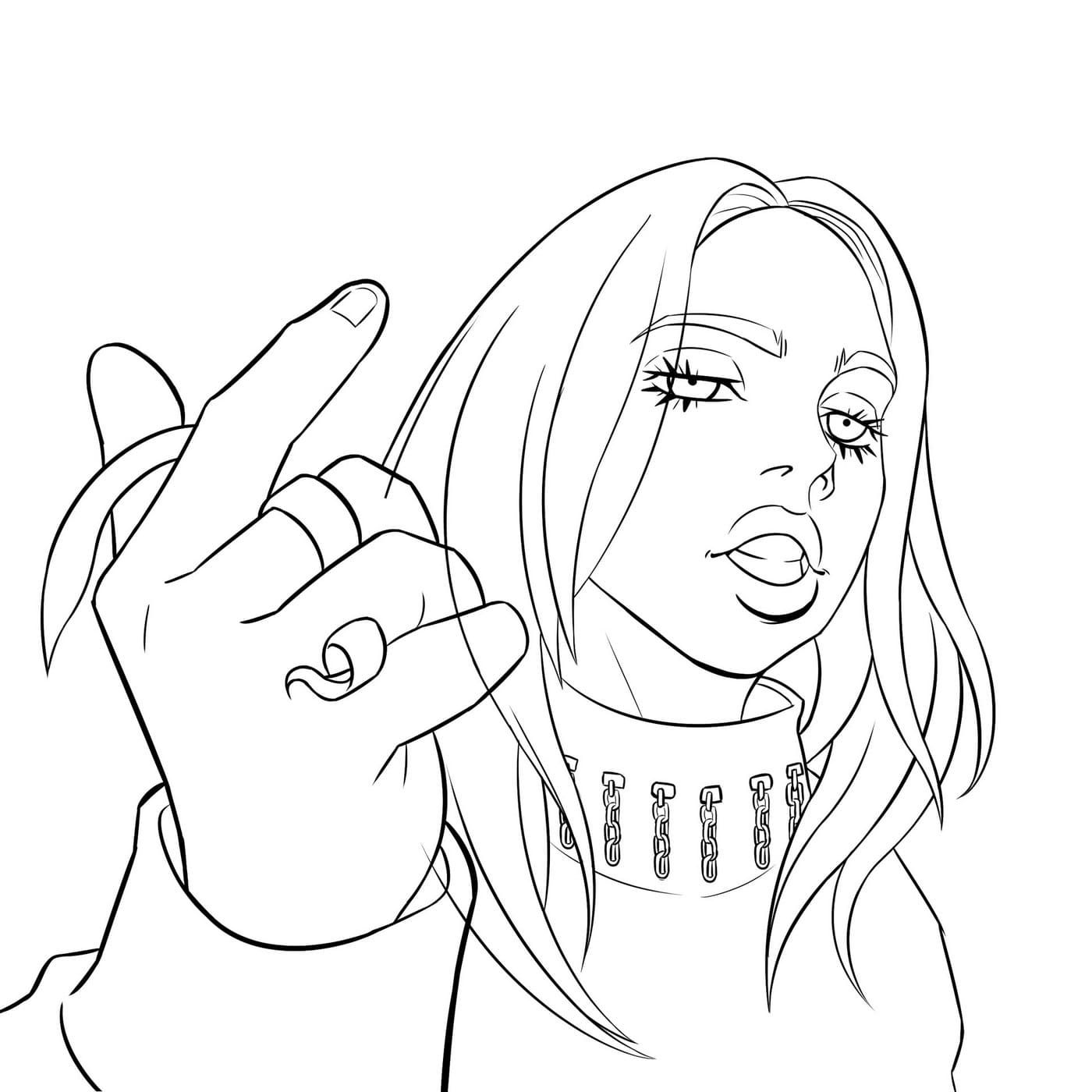 Çocuklar İçin  Ünlüler Billie-Eilish Boyama Sayfaları 