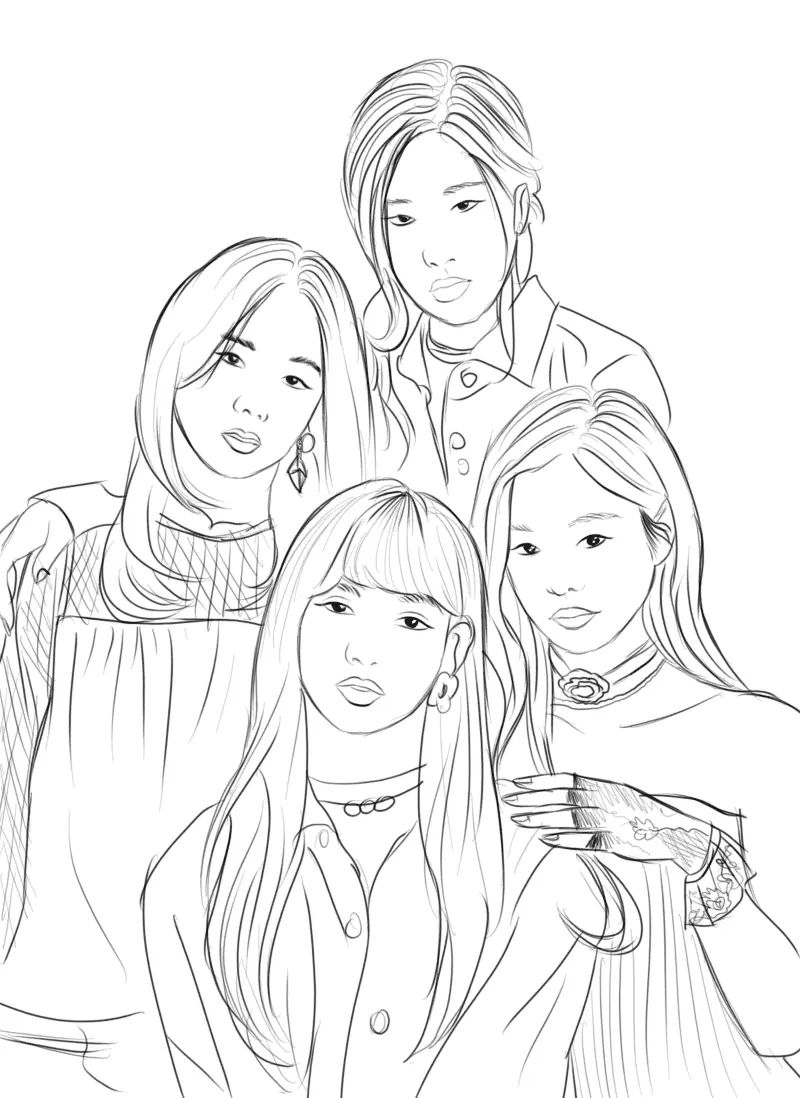 Çocuklar İçin  Ünlüler Blackpink Boyama Sayfaları 