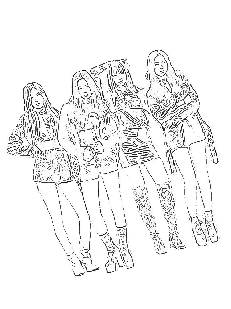 Çocuklar İçin  Ünlüler Blackpink Boyama Sayfaları 