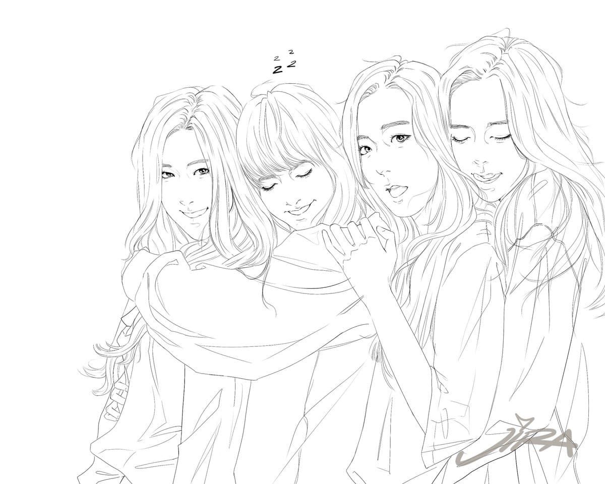 Çocuklar İçin  Ünlüler Blackpink Boyama Sayfaları 