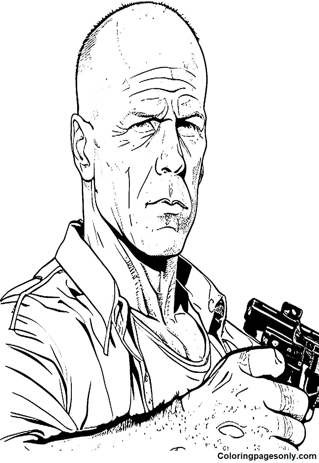 Çocuklar İçin  Ünlüler Bruce-Willis Boyama Sayfaları 