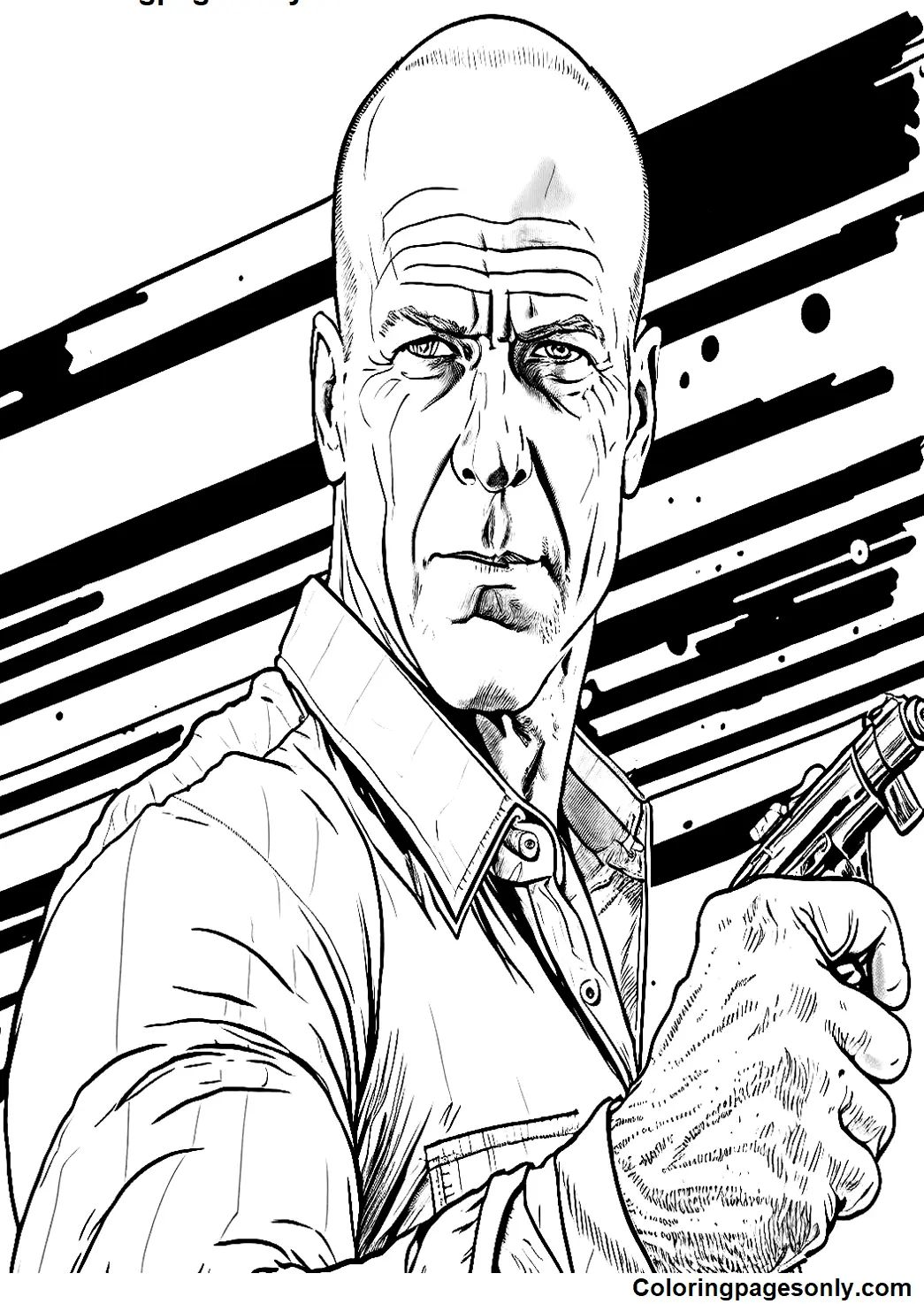 Çocuklar İçin  Ünlüler Bruce-Willis Boyama Sayfaları 