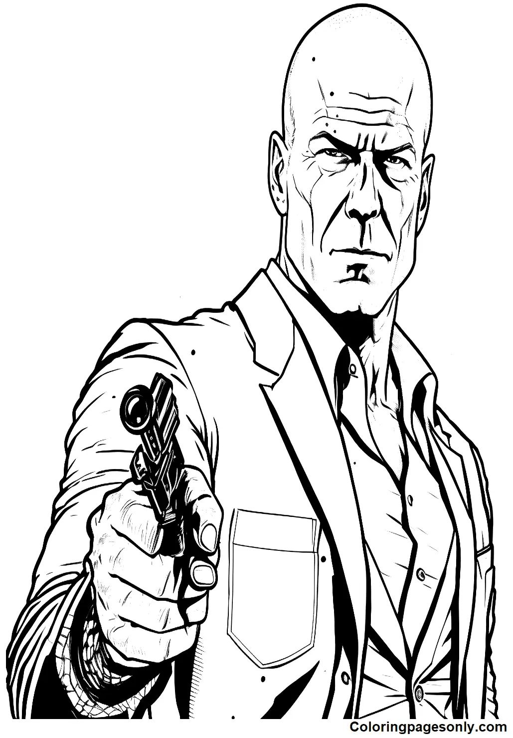 Çocuklar İçin  Ünlüler Bruce-Willis Boyama Sayfaları 