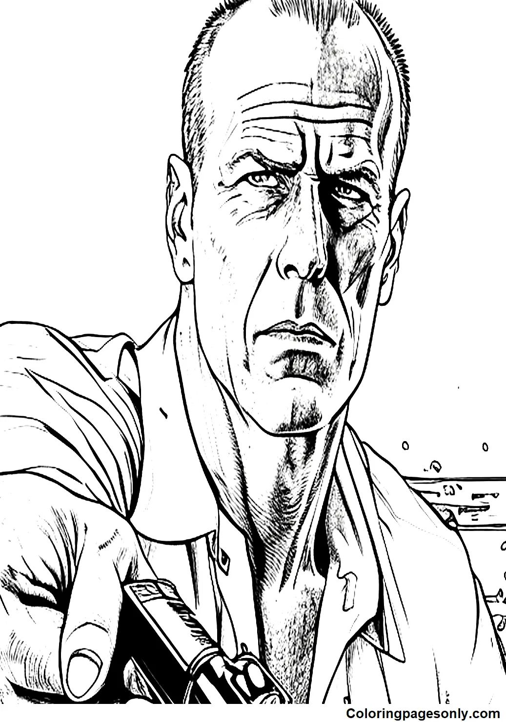 Çocuklar İçin  Ünlüler Bruce-Willis Boyama Sayfaları 