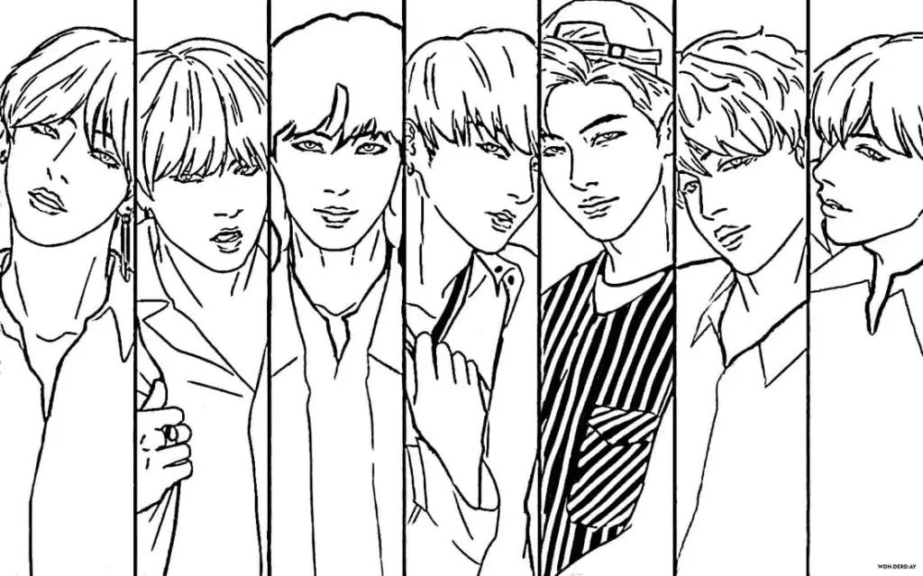 Çocuklar İçin  Ünlüler Bts Boyama Sayfaları 