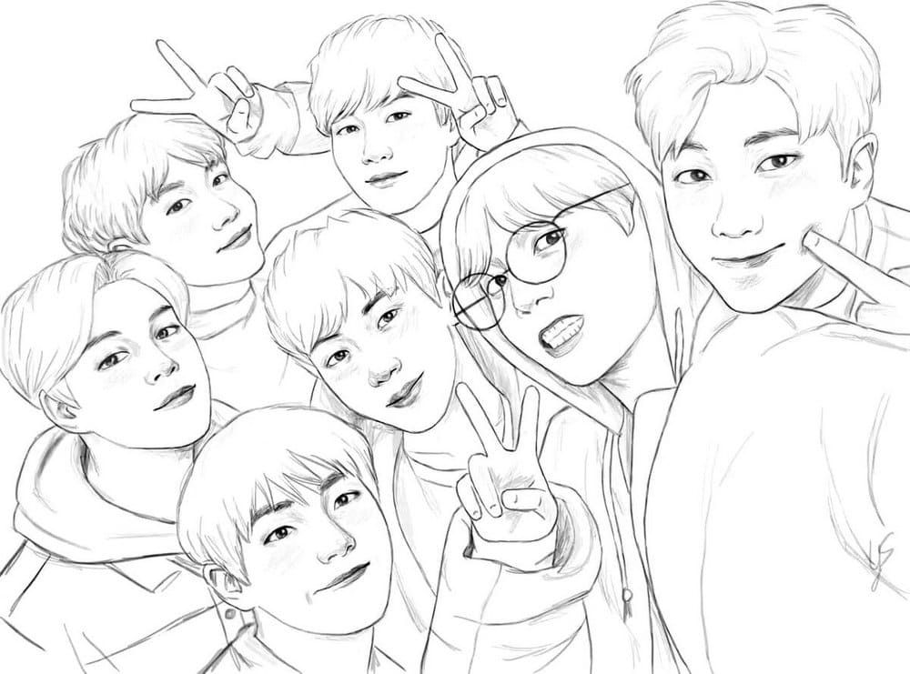 Çocuklar İçin  Ünlüler Bts Boyama Sayfaları 