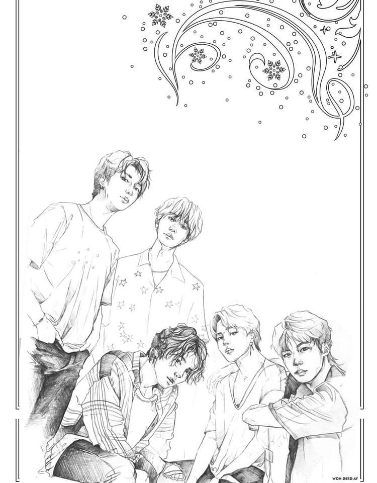 Çocuklar İçin  Ünlüler Bts Boyama Sayfaları 
