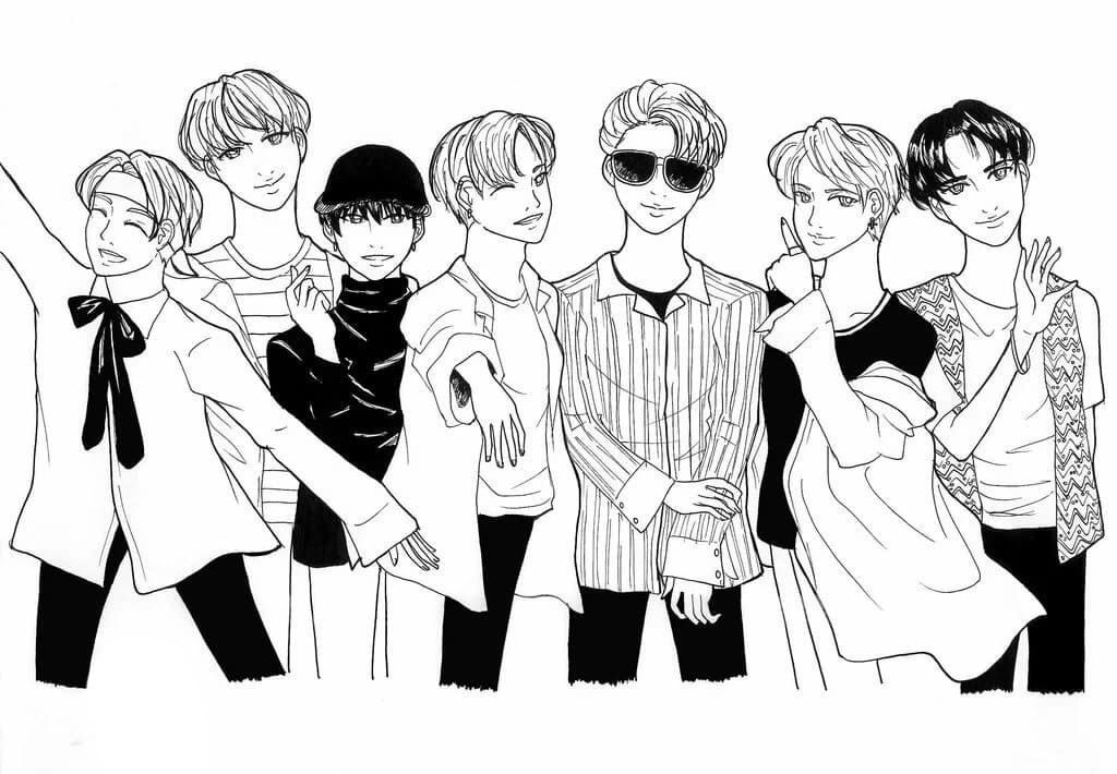 Çocuklar İçin  Ünlüler Bts Boyama Sayfaları 