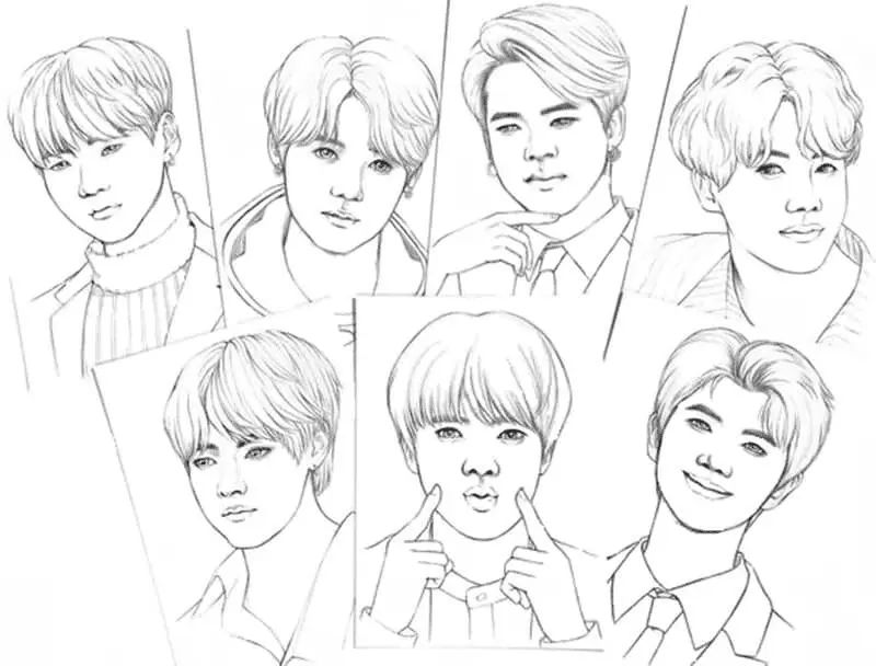 Çocuklar İçin  Ünlüler Bts Boyama Sayfaları 