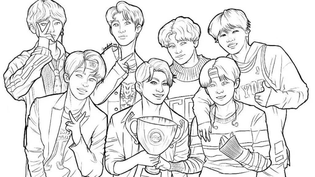 Çocuklar İçin  Ünlüler Bts Boyama Sayfaları 