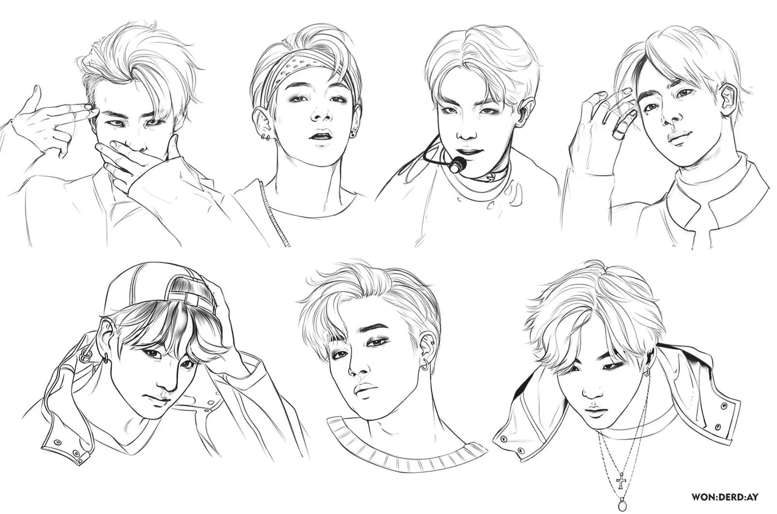 Çocuklar İçin  Ünlüler Bts Boyama Sayfaları 