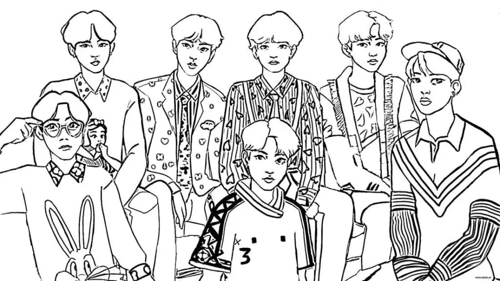 Çocuklar İçin  Ünlüler Bts Boyama Sayfaları 