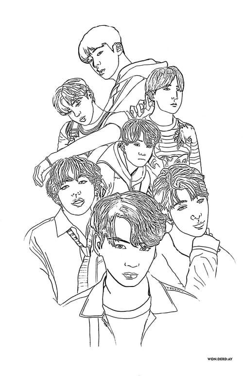 Çocuklar İçin  Ünlüler Bts Boyama Sayfaları 