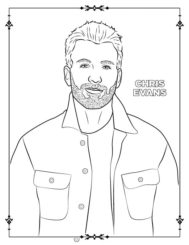 Çocuklar İçin  Ünlüler Chris-Evans Boyama Sayfaları 