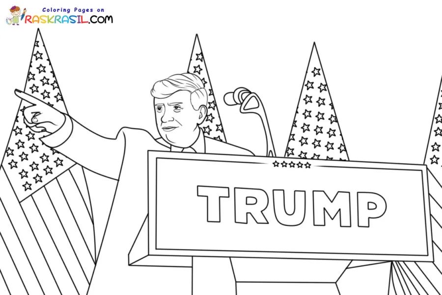 Çocuklar İçin  Ünlüler Donald-Trump Boyama Sayfaları 
