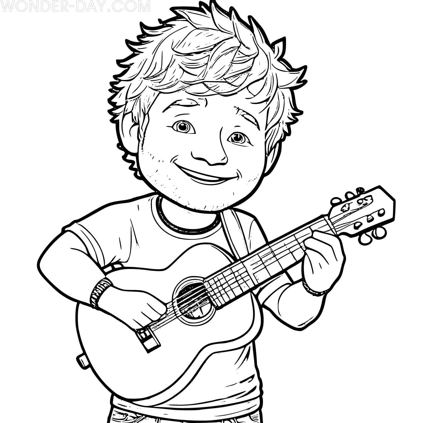 Çocuklar İçin  Ünlüler Ed-Sheeran Boyama Sayfaları 