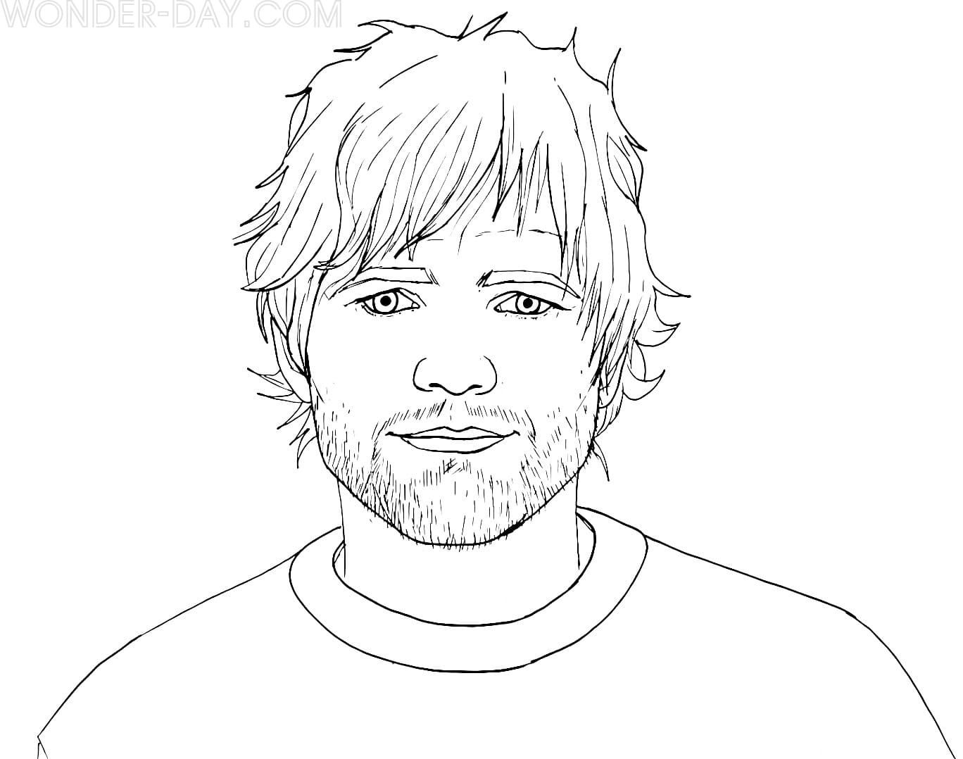 Çocuklar İçin  Ünlüler Ed-Sheeran Boyama Sayfaları 