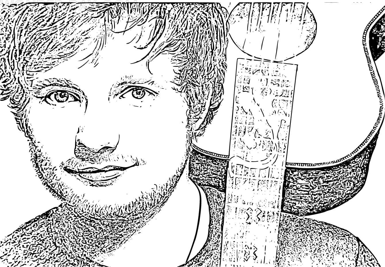 Çocuklar İçin  Ünlüler Ed-Sheeran Boyama Sayfaları 