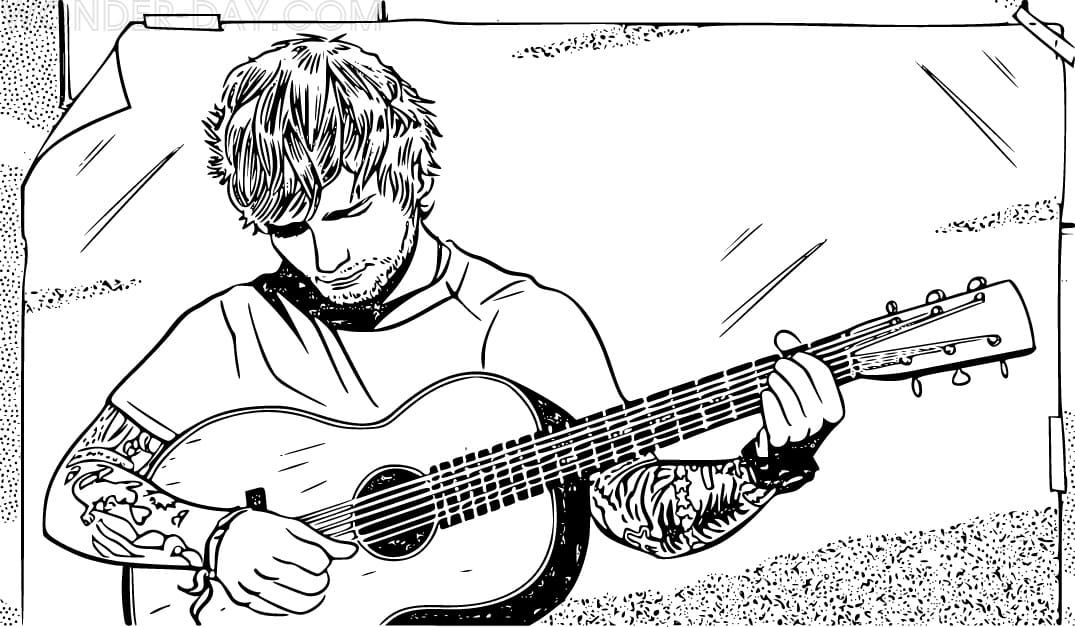 Çocuklar İçin  Ünlüler Ed-Sheeran Boyama Sayfaları 