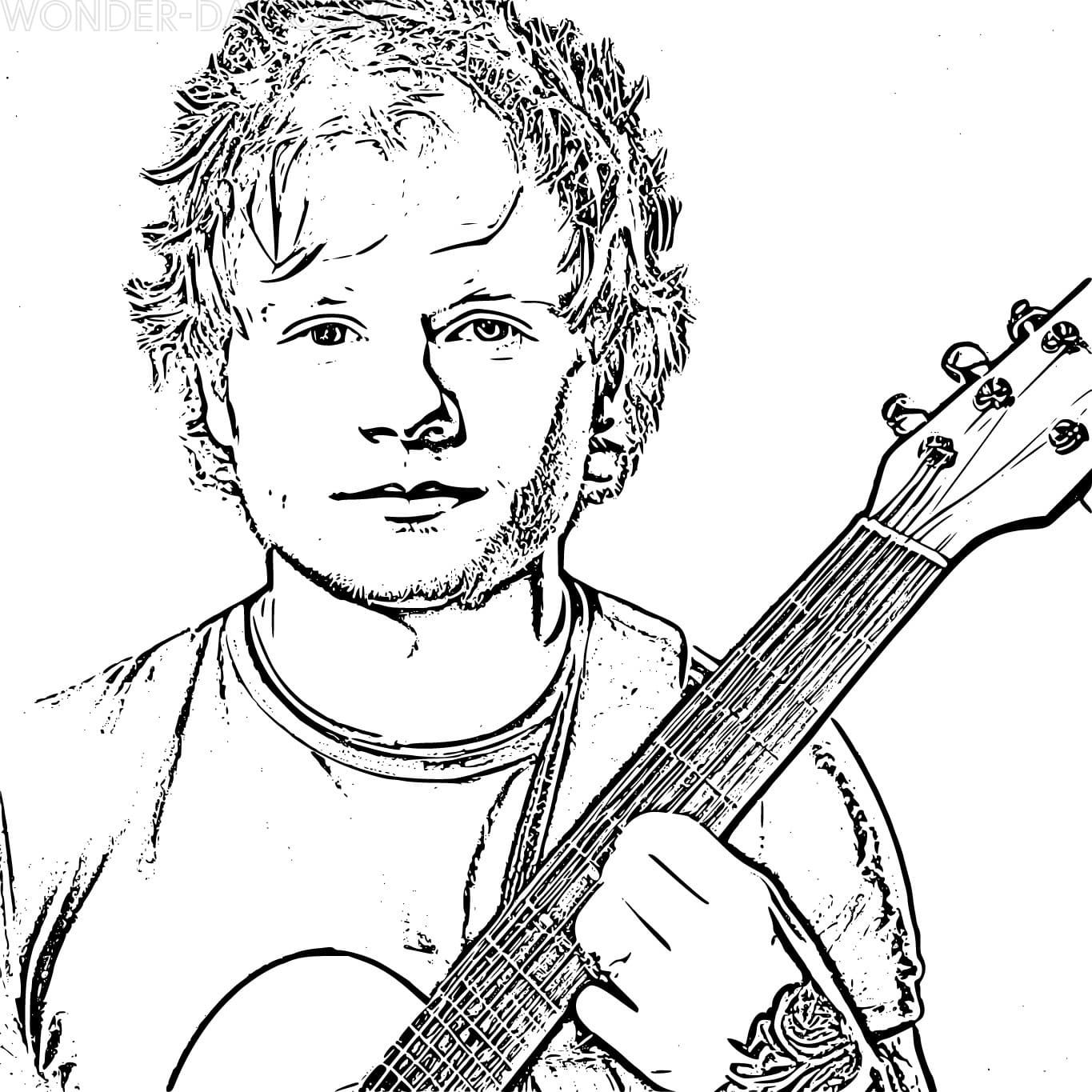 Çocuklar İçin  Ünlüler Ed-Sheeran Boyama Sayfaları 