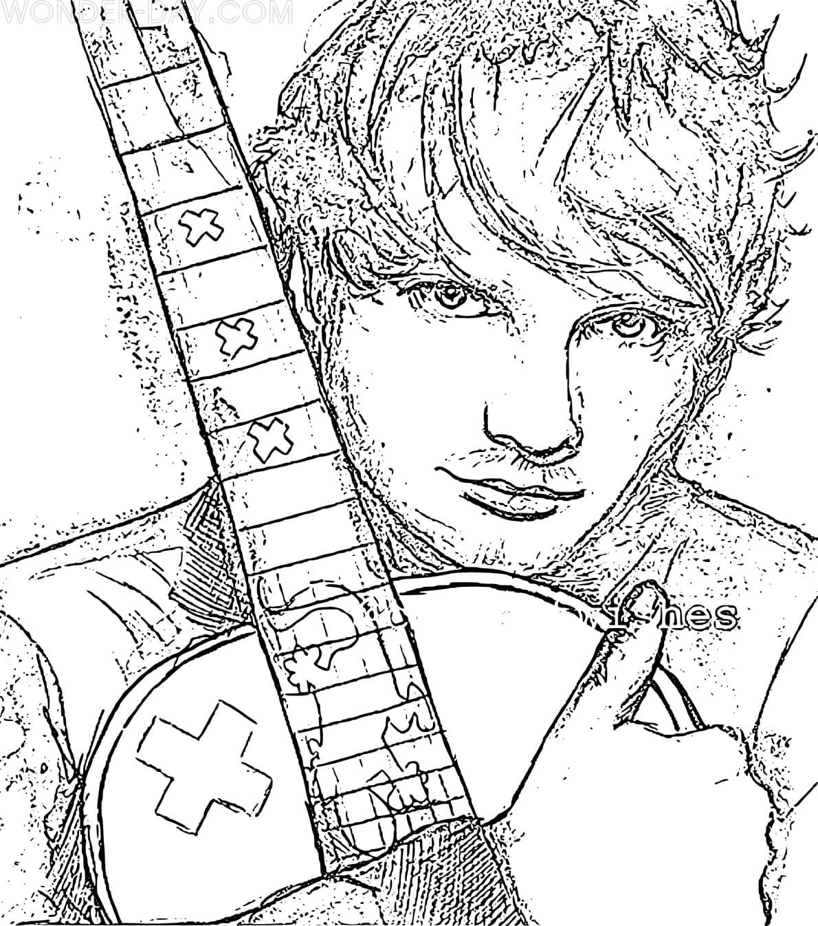 Çocuklar İçin  Ünlüler Ed-Sheeran Boyama Sayfaları 