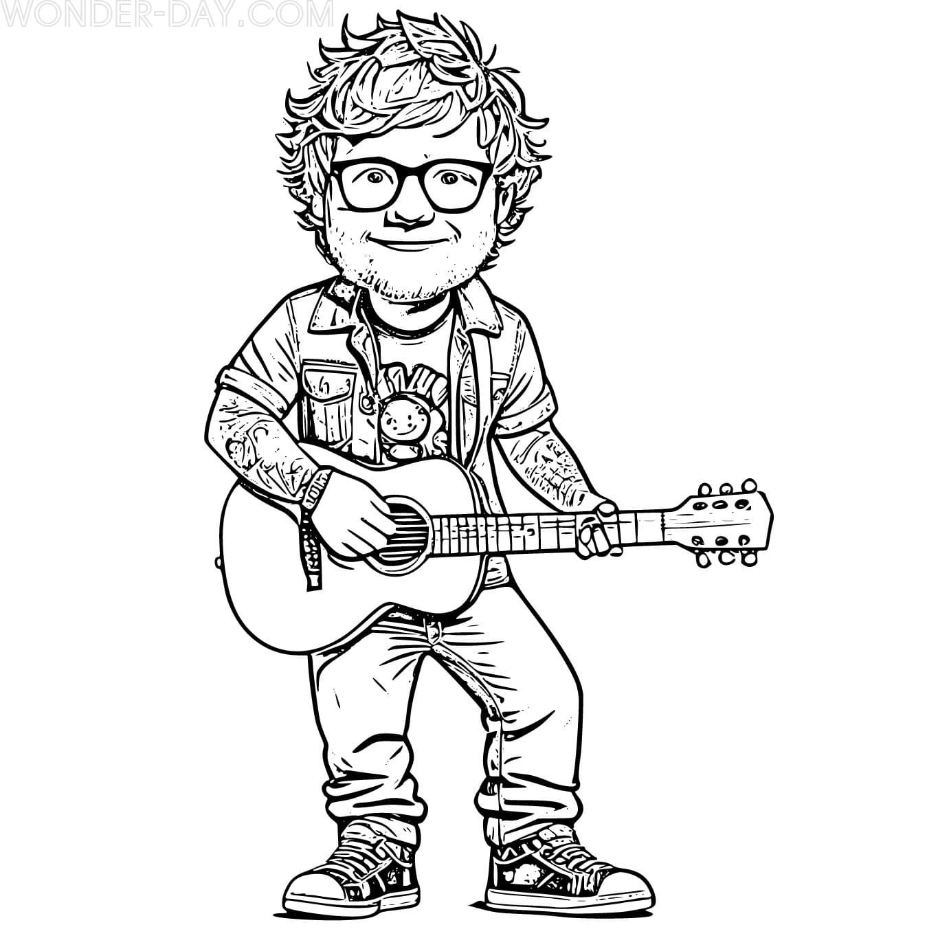 Çocuklar İçin  Ünlüler Ed-Sheeran Boyama Sayfaları 
