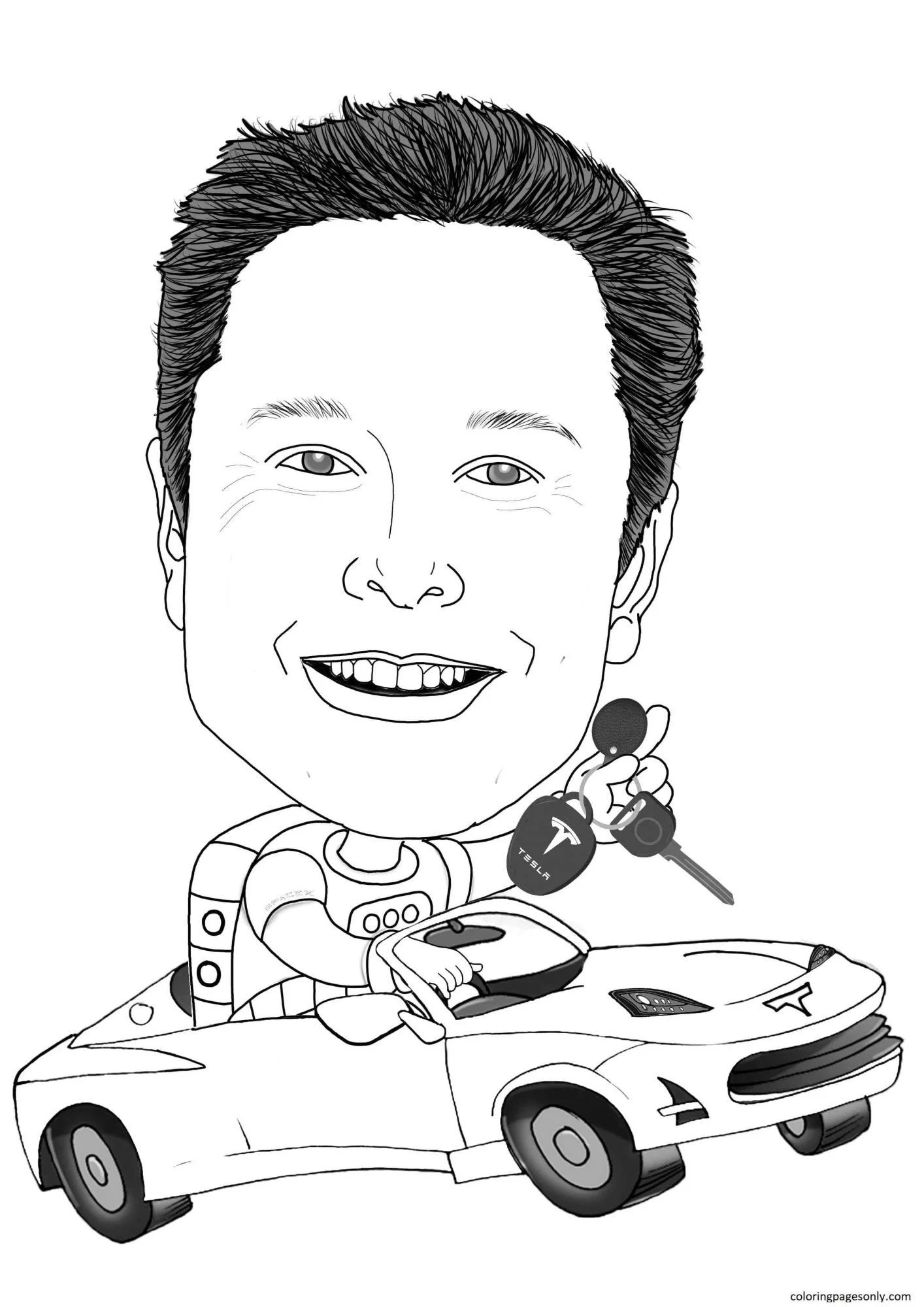 Çocuklar İçin  Ünlüler Elon-Musk Boyama Sayfaları 