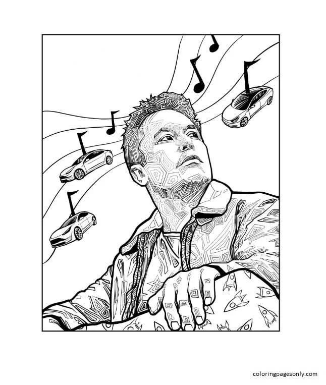 Çocuklar İçin  Ünlüler Elon-Musk Boyama Sayfaları 