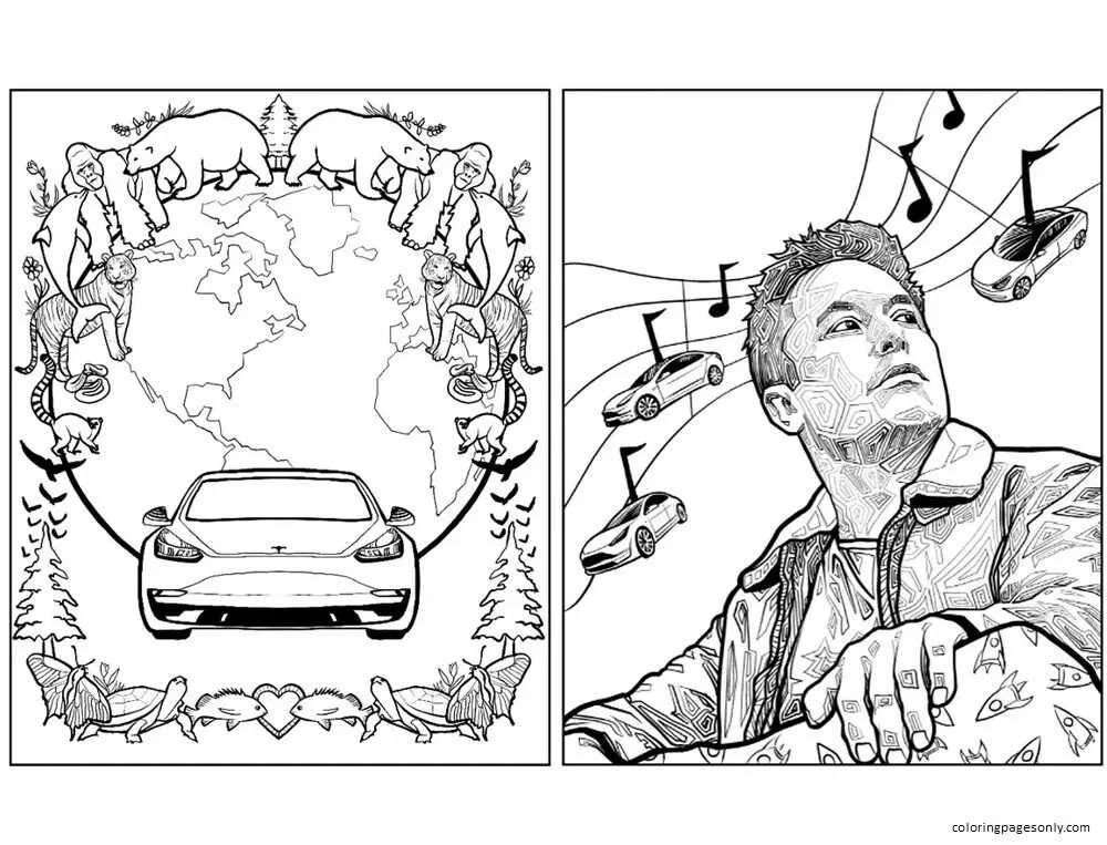 Çocuklar İçin  Ünlüler Elon-Musk Boyama Sayfaları 