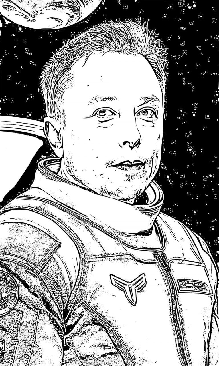 Çocuklar İçin  Ünlüler Elon-Musk Boyama Sayfaları 