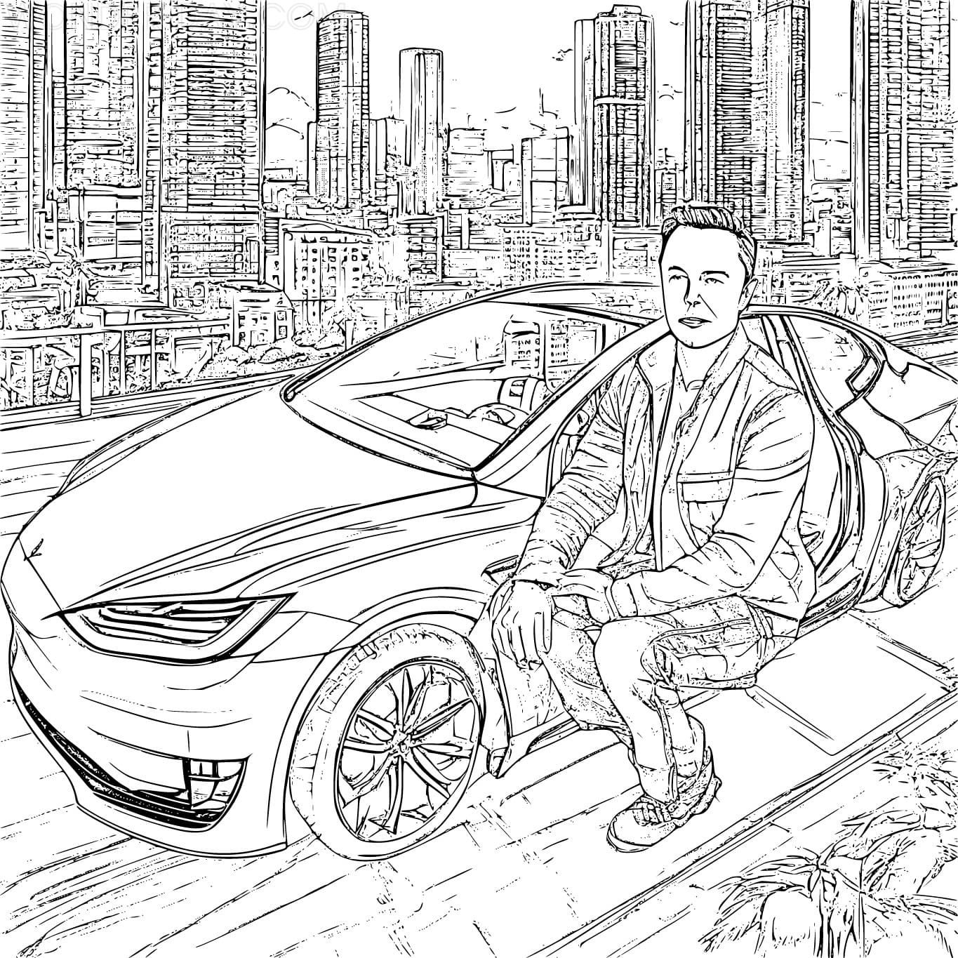Çocuklar İçin  Ünlüler Elon-Musk Boyama Sayfaları 