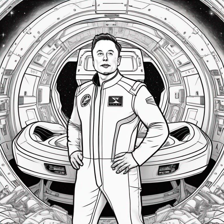 Çocuklar İçin  Ünlüler Elon-Musk Boyama Sayfaları 
