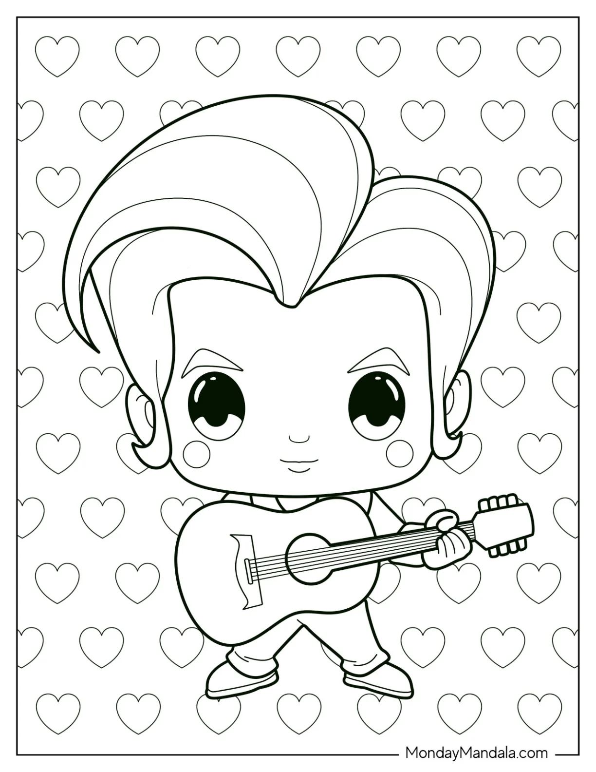 Çocuklar İçin  Ünlüler Elvis Boyama Sayfaları 