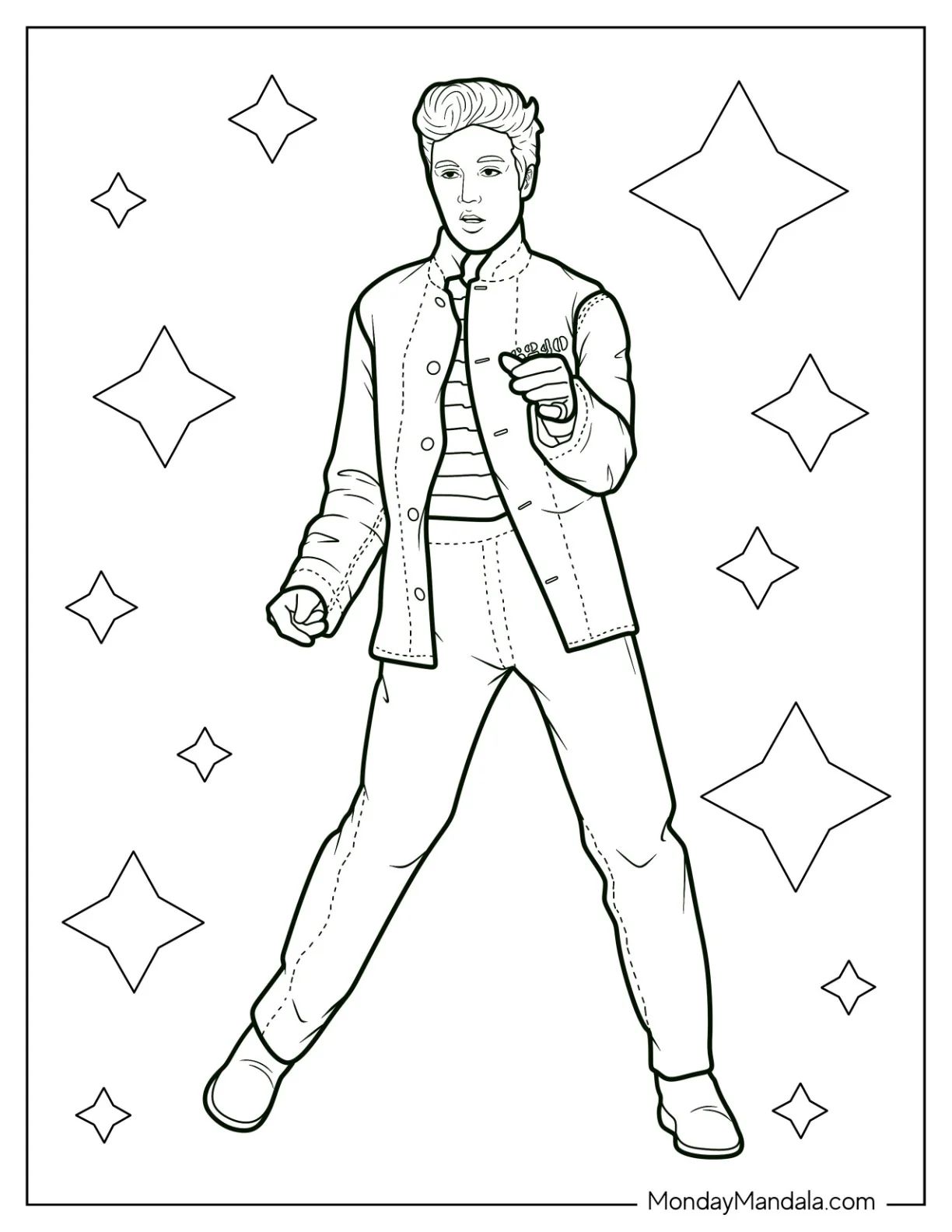 Çocuklar İçin  Ünlüler Elvis Boyama Sayfaları 